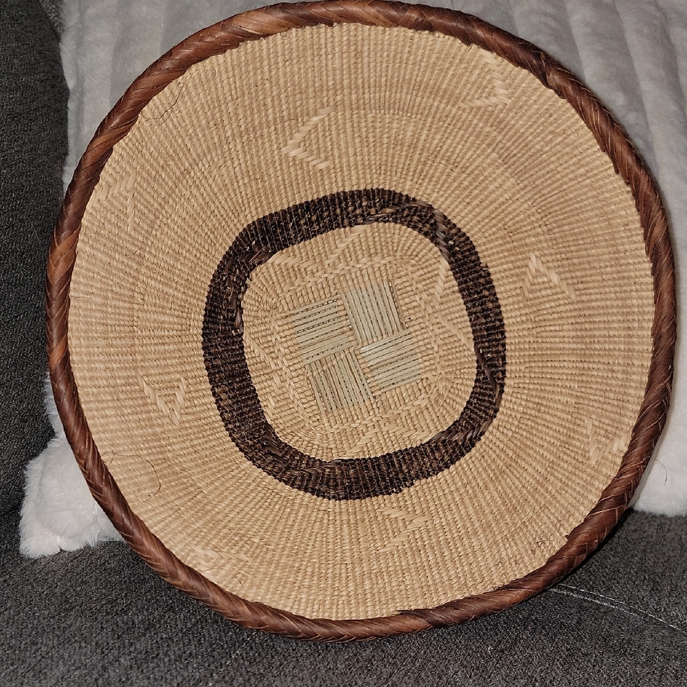 Ba Tonga Winnowing  Basket Handwoven Decorative Basket - Brown and Tan